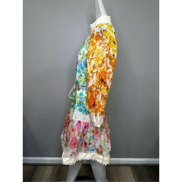NWT Zimmermann Floral Tiered Long Sleeve Raie Lantern Mini Dress Size 2/US8 $795 - Picture 7 of 12